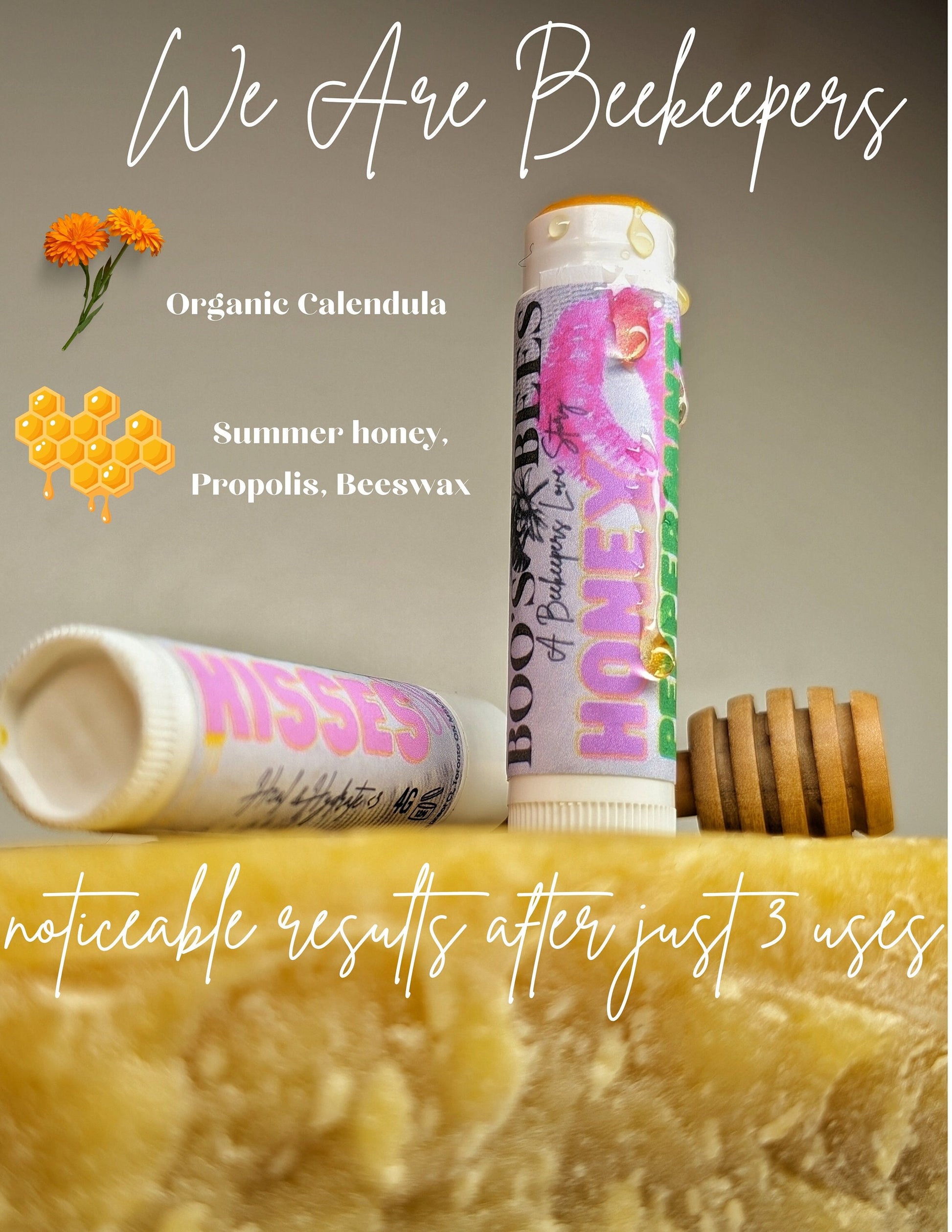 Organic Honey Lip Butter - Deep Hydrator, Fatty Acids, Antioxidants, Minerals - Gifts For Her, Self Care, Organic Lip Oils , Chapped lips